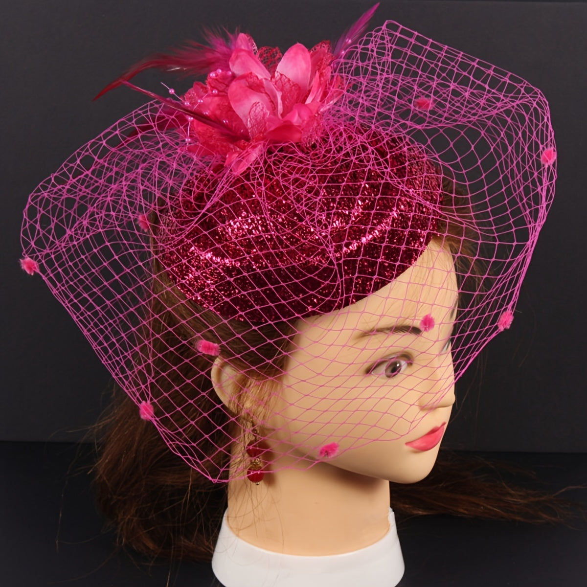 Vintage Style Bridal Veil Hat with Tassel Mesh Headpiece Wedding Accessory