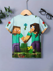 Pixel Friends 3D Print T Shirt Boys Toddler Short Sleeve Crew Neck
