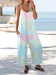 Boho Tie Dye Spaghetti Jumpsuit Casual Streetwear