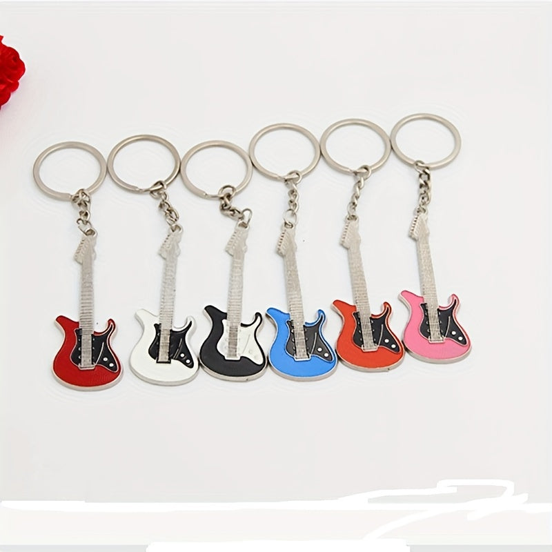 Metal Guitar Keychain Cartoon Key Chain Keyring Bag Pendant