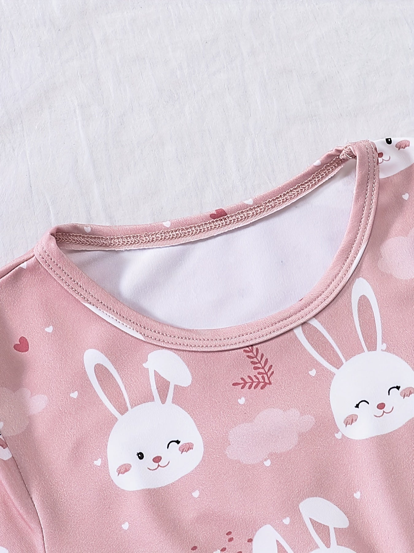 Girls' Bunny Ruffle A-Line Dress Short Sleeve Pullover