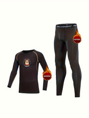 2pcs Toddler Fleece Thermal Compression Sets Christmas Reindeer Print