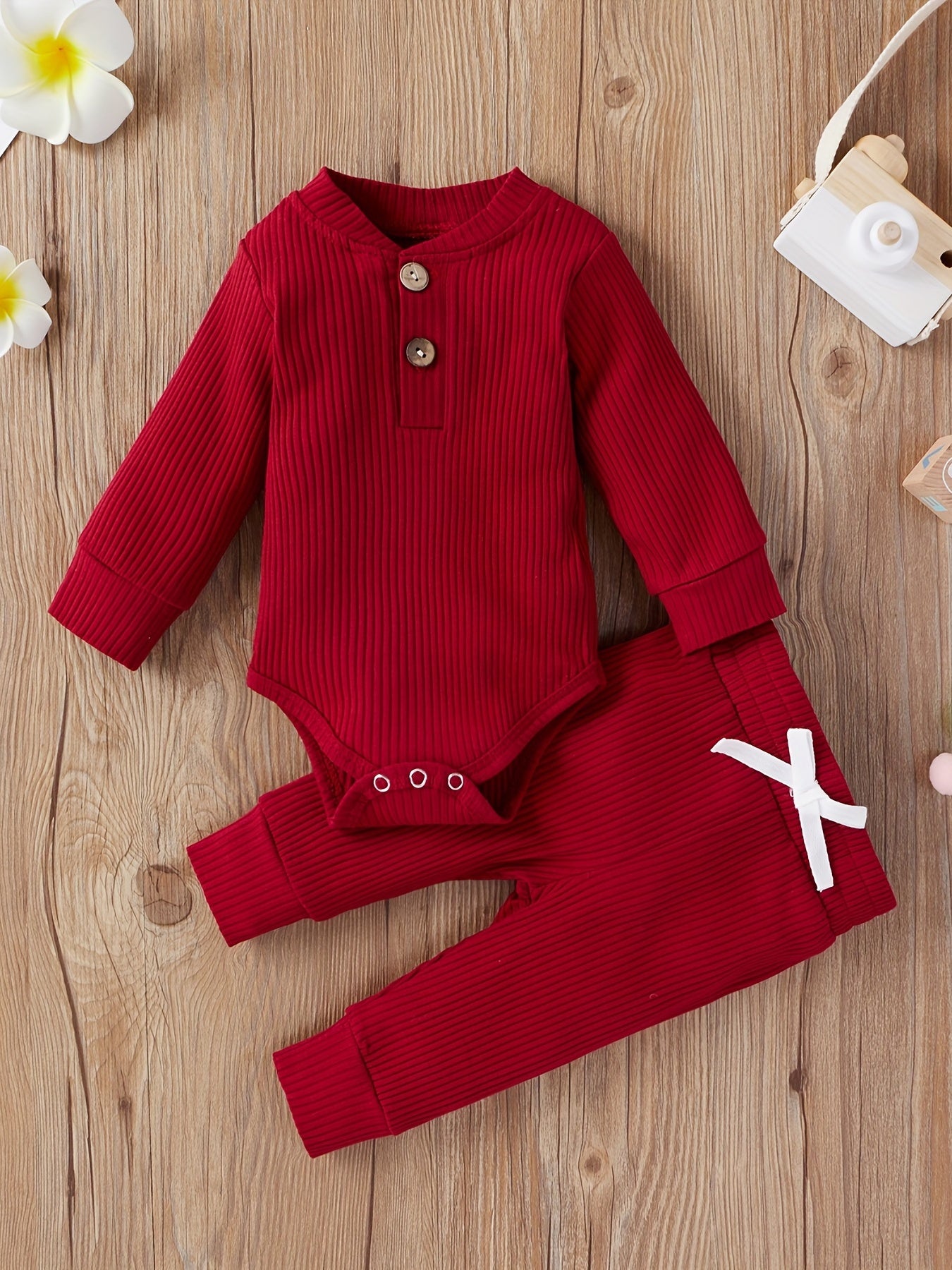2pcs Baby Boys Girls Long Sleeve Onesie & Pants Set
