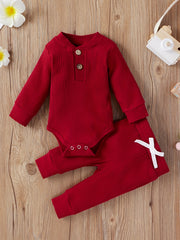 2pcs Baby Boys Girls Long Sleeve Onesie & Pants Set