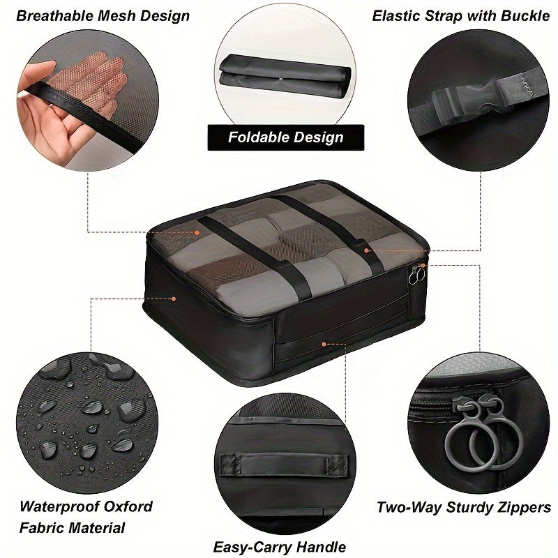 7pcs Travel Packing Bag Set Zipper Underwear Shoes Makeup Storage Container