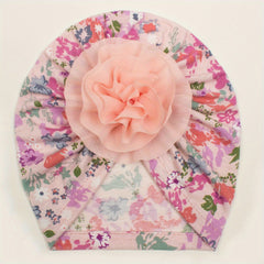 Chiffon Double Floral Baby Headscarf For 0-3 Years