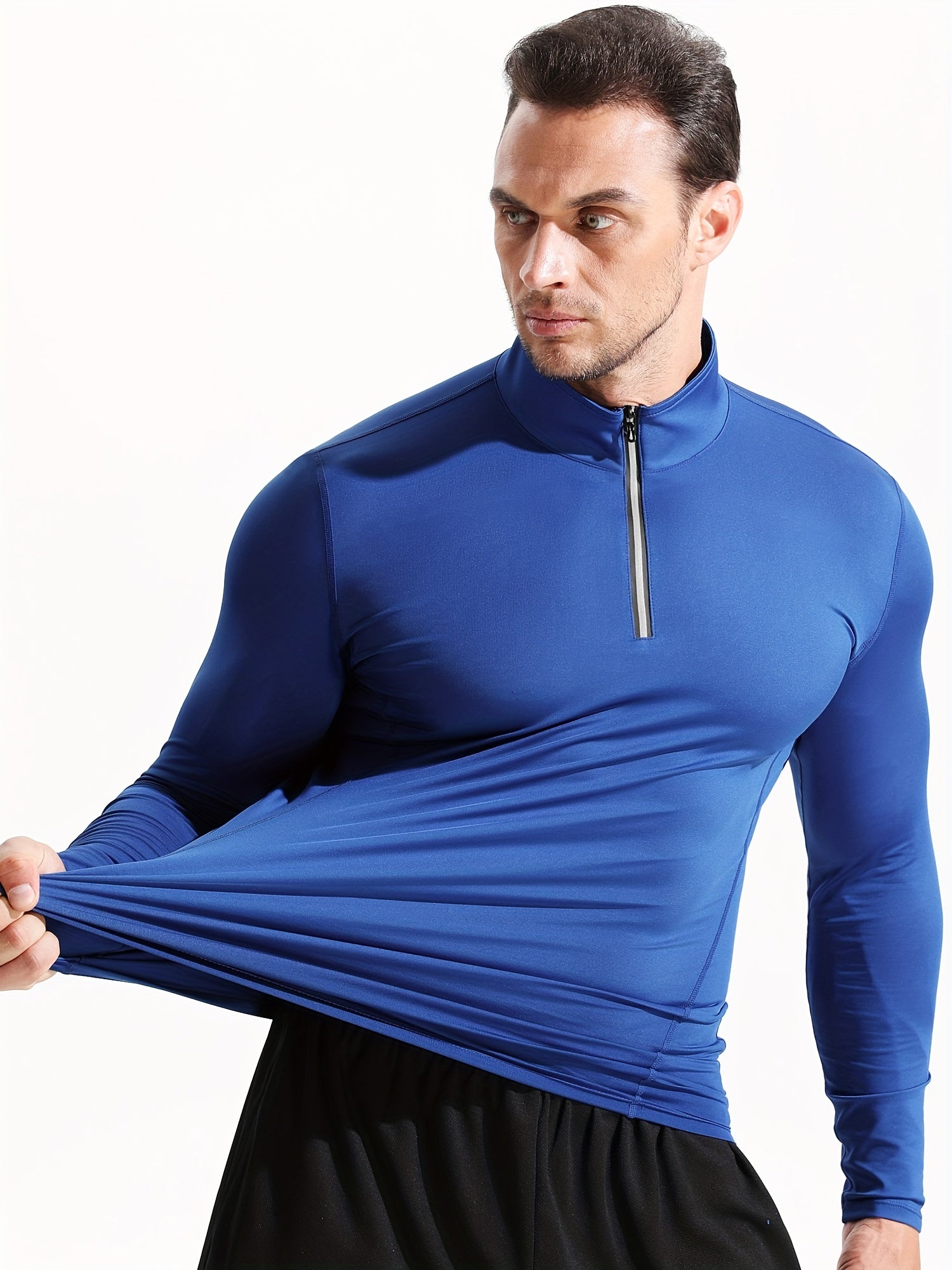 Men's Quick Drying Long Sleeve Shirt - High Stretch Crew Neck Undershirts