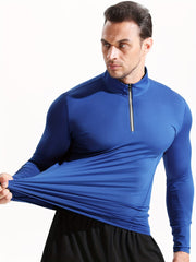 Men's Quick Drying Long Sleeve Shirt - High Stretch Crew Neck Undershirts
