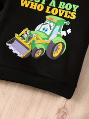 Excavator Pattern Kid's Thermal Sweatshirt Long Sleeve Top