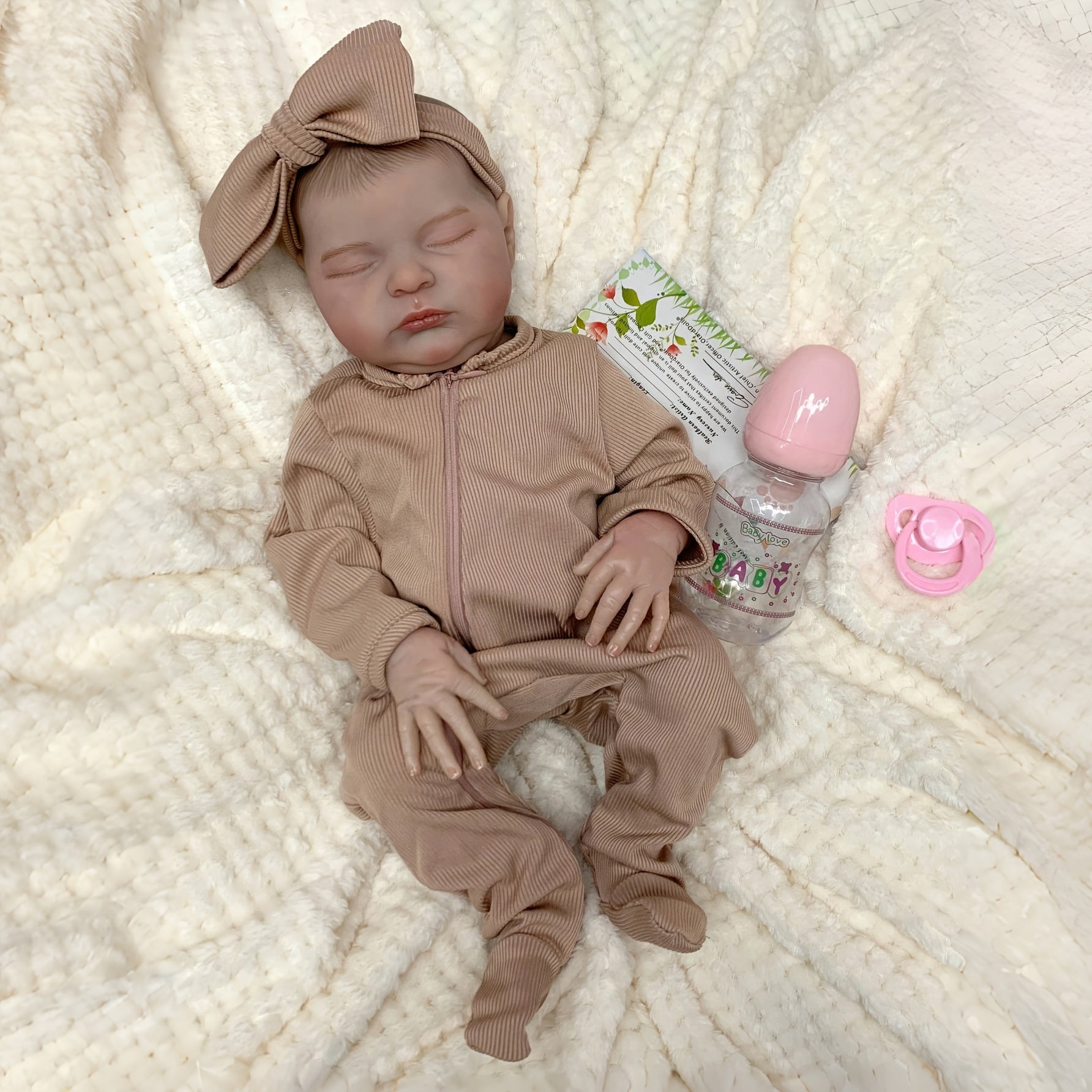 Baby Girl Reborn Doll Soft Vinyl Full Body Detailed Closed Eyes Mixed Colors