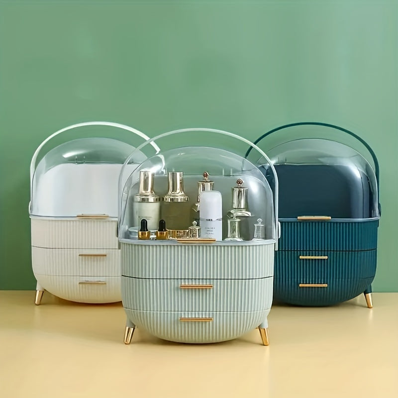 Waterproof Makeup Organizer with Lid and Drawers
