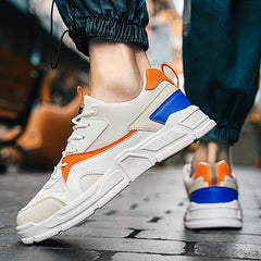 Men's Block Sneakers Wear resistant Non slip Lace Up Mesh Breathable