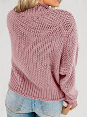 Casual Sweater Women's Solid Knitted Long Sleeve Mock Neck Pullover