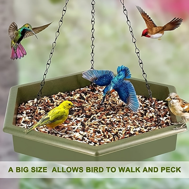 XL Hanging Bird Feeder & Bird Bath 2-in-1 Green