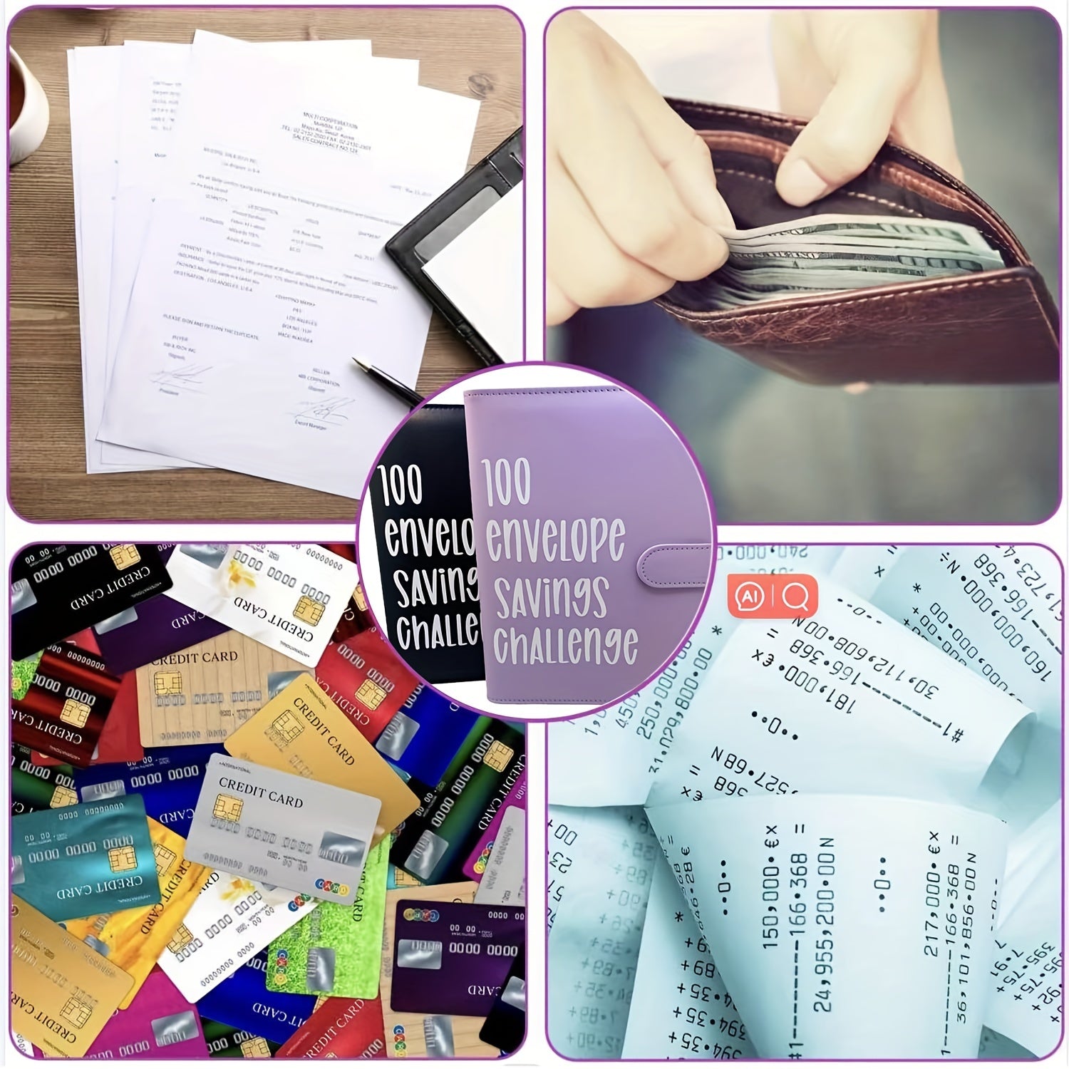 PU Leather Envelope Money Saving Challenge Binder - Save 5 050 with Ease & Fun