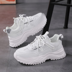 Women's Faux Leather Chunky Sneakers for Outdoor Sports