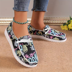 Women's Abstract Pattern Loafers Casual Canvas Shoes