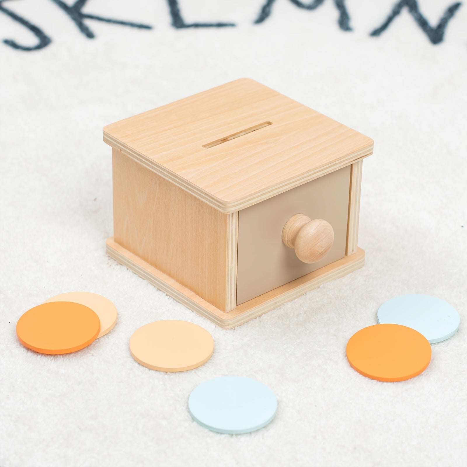 Wooden Coin Bank Toy for Kids Shape Matching Game Enhances Early Math Skills