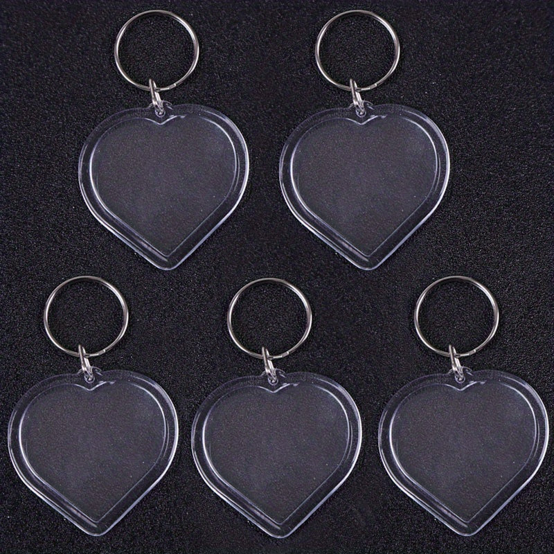 10pcs Heart Acrylic Blank DIY Photo Key Chains - Heart Shape Bag Accessories
