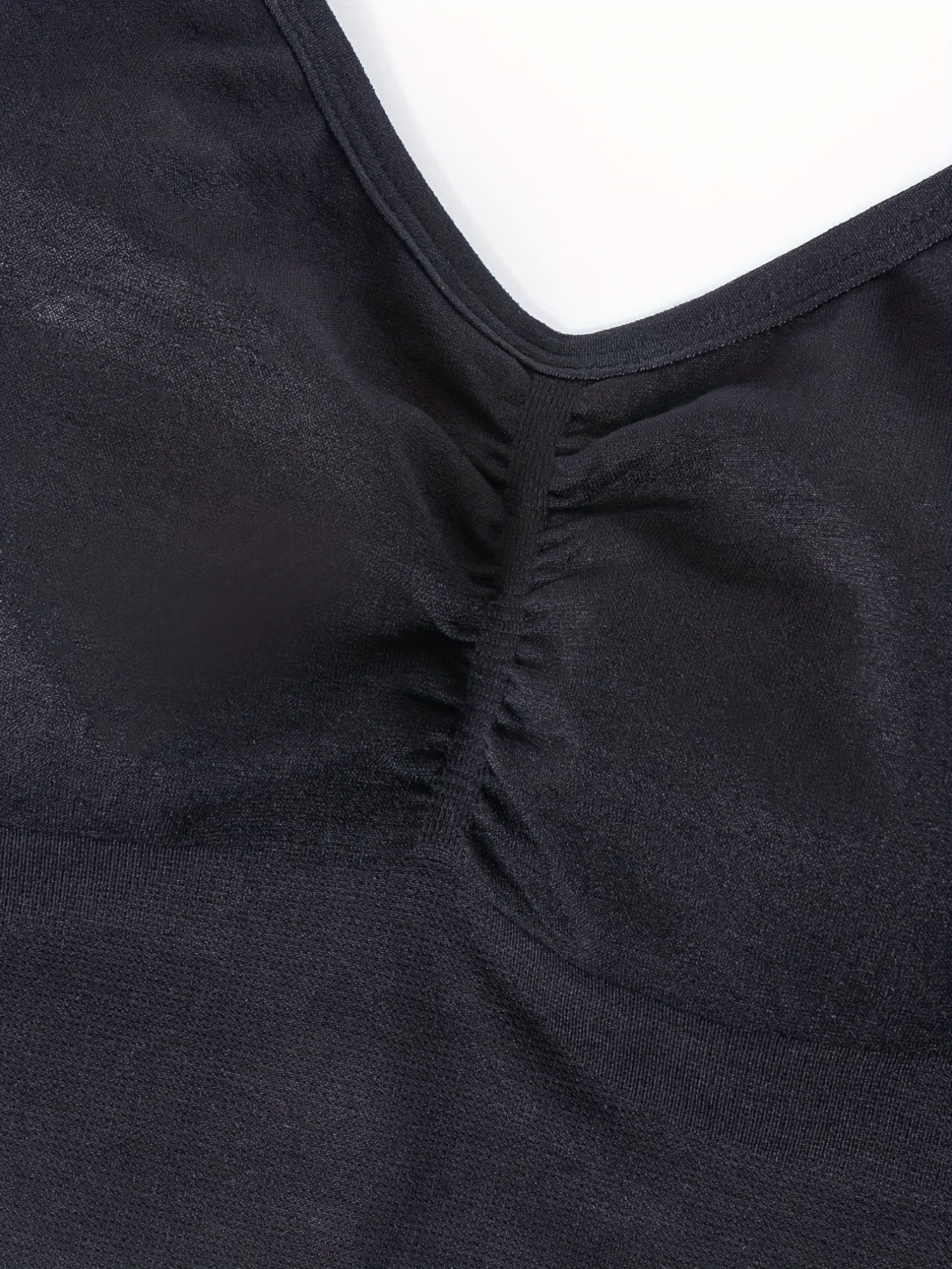 Plus Size Ruched Wireless Bralette Full Cover Longline Bra