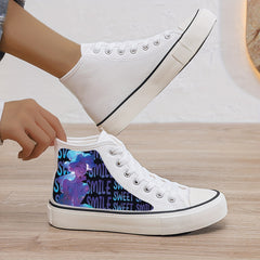 Anime Girl Print Plush Lined Thermal Canvas Sneakers