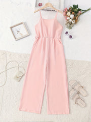 Girls' Vintage Elastic Waist Cami Jumpsuit for Holiday