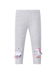 Girls Stretch Unicorn Leggings with Tassel