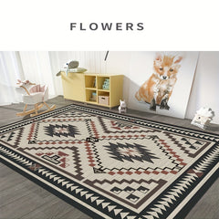 Geometric Absorbent Non Slip Soft Faux Sheepskin Floor Mat Easy to Clean