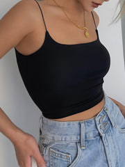 Women's Backless Crop Cami Top Solid Sleeveless Casual Top