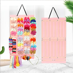 Pink Ribbon Bow Headband Organizer Hanging Strap