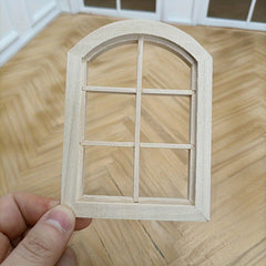 Mini Arch Top Round Head Window 6 Grids Dollhouse Fairy House Decoration