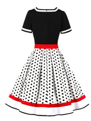 Polka Dot Belted Retro Dress