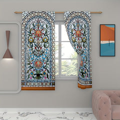 European Gothic Floral Curtains for Living Room