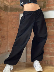 Y2K Low Waist Wide Leg Cargo Pants for Women