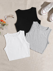 3-Piece Solid Tank Top Set - Women's Clothing