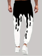 Shining Pattern Drawstring Sweatpants Loose Fit Pants Men's