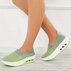 Women's Air Cushion Woven Walking Shoes Outdoor Casual Sneakers