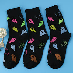 Cartoon Ghost Print Socks Comfy & Crew Women's Stockings & Hosiery