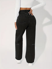 High Rise Ripped Knee Boyfriend Jeans