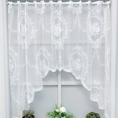 Garden Style Gauze Curtain for Kitchen Cabinet and Door Short Half Curtain
