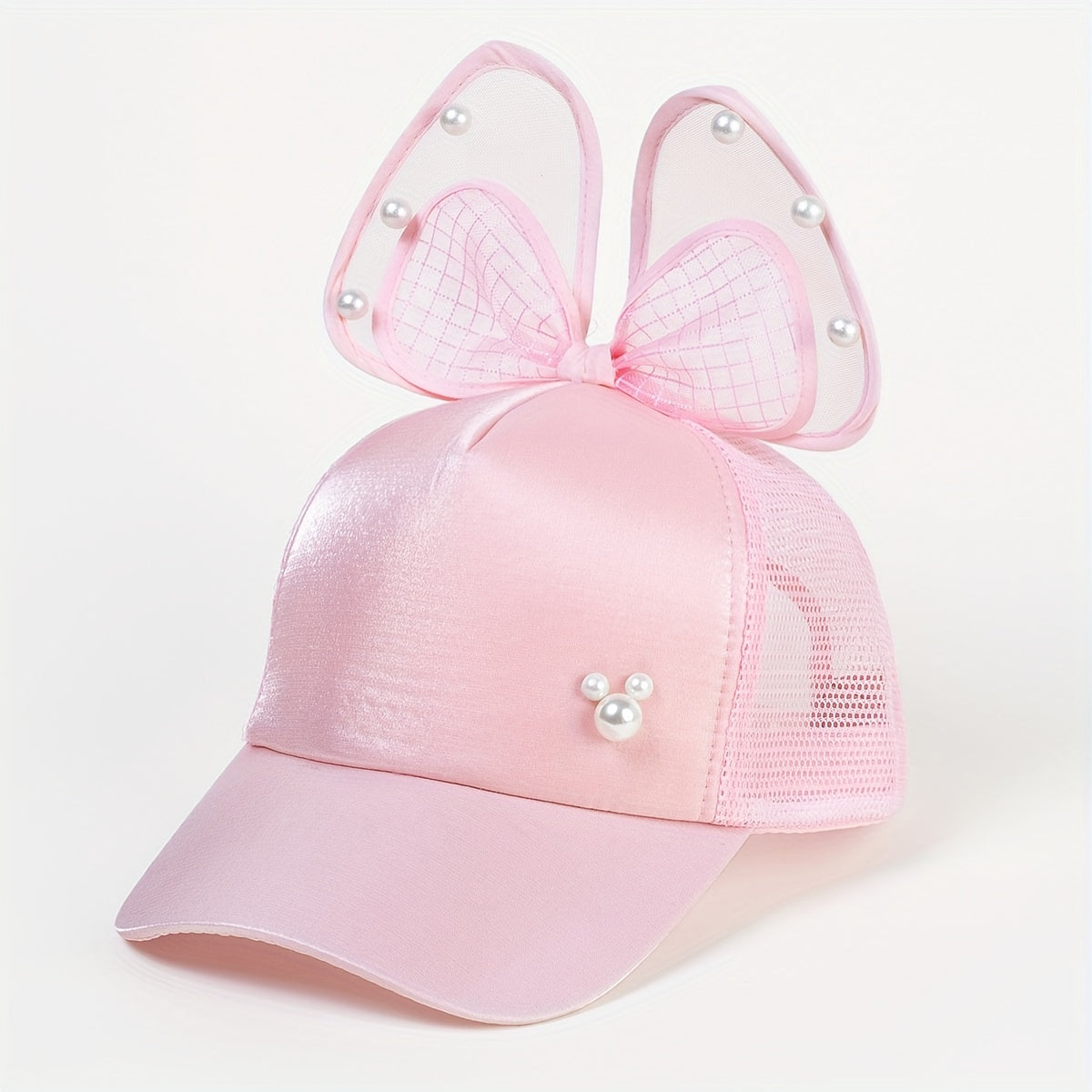 Lace Bowknot Ears Trucker Hat Cotton Baseball Cap Mesh Lightweight Dad Hats