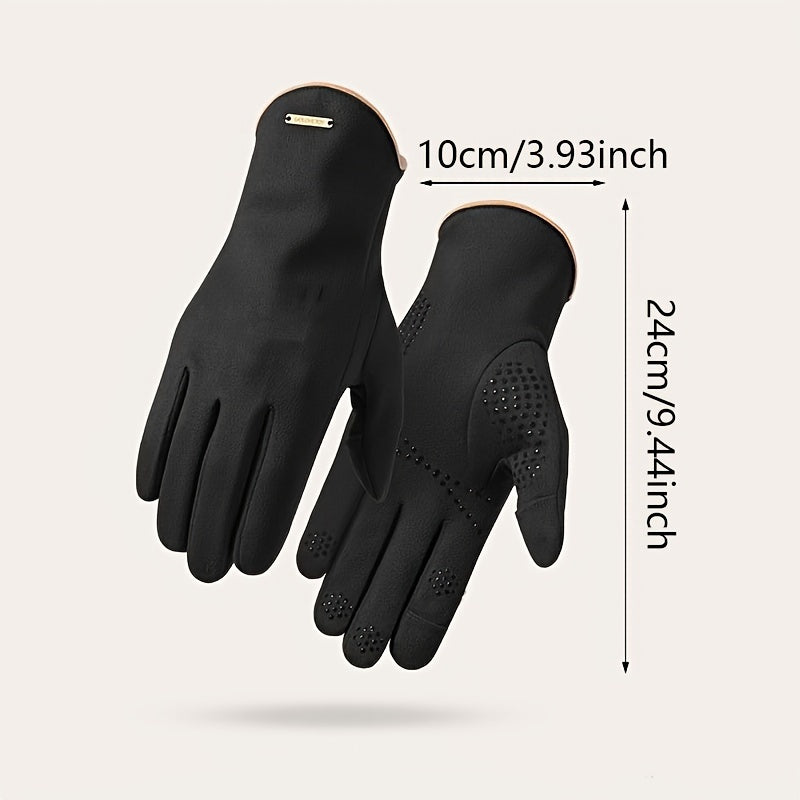 Suede Non-slip Gloves for Winter Warmth - Outdoor Cycling Driving