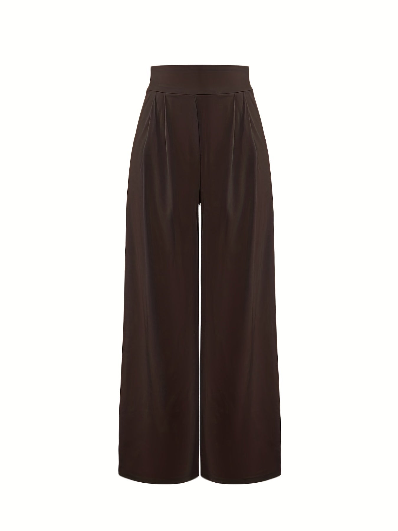 Solid Wide Leg Flare Pants High Waist Casual Pocket