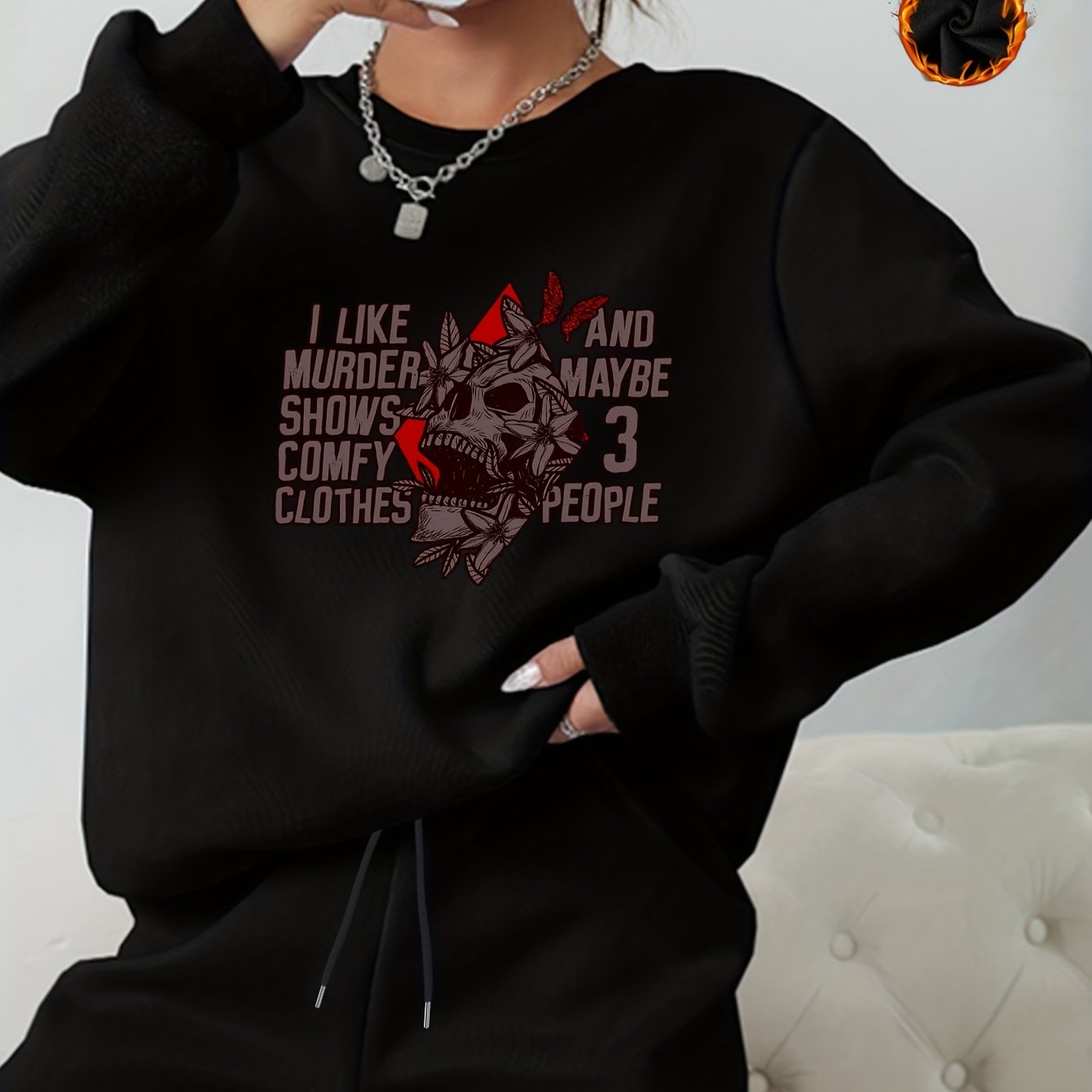 Women's Plus Halloween Graphic Sweatshirt & Shorts Set