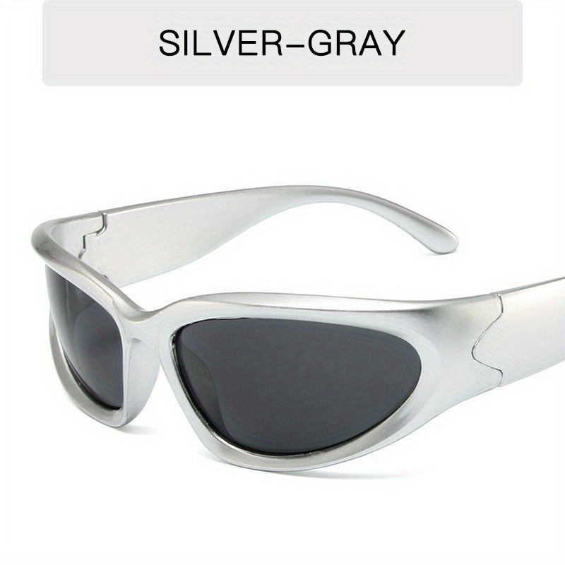 Y2K Wrap Around Sunglasses Mirrored UV400 Sun Shades