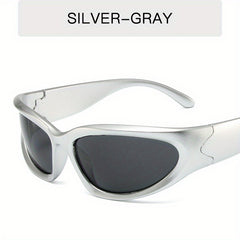 Y2K Wrap Around Sunglasses Mirrored UV400 Sun Shades