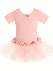 Girls Cotton Sequin Tutu Leotard Ballet Dance Suit