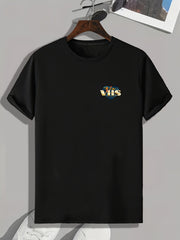 Letter Pattern Print Men's Comfy Sports T-shirt Graphic Tee
