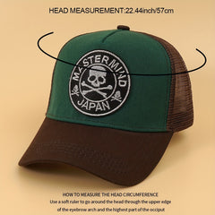 Skull Embroidery Patch Trucker Hat Vintage Hip Hop Mesh Baseball Cap