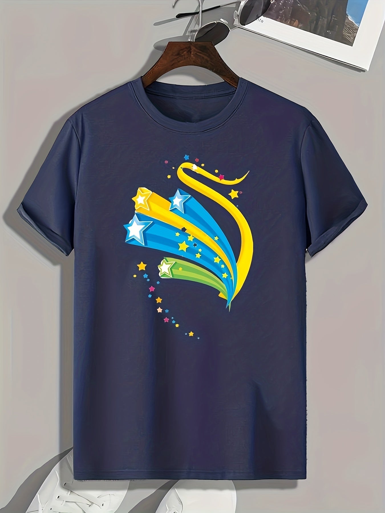 Stars Print Men's Graphic T-shirt Casual Comfy Tee For Summer